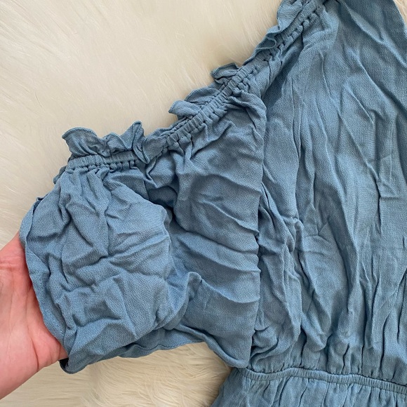 Lovers + Friends Revolve Light Blue V Neck Cold Shoulder Effortless Maxi Dress - Picture 6 of 13